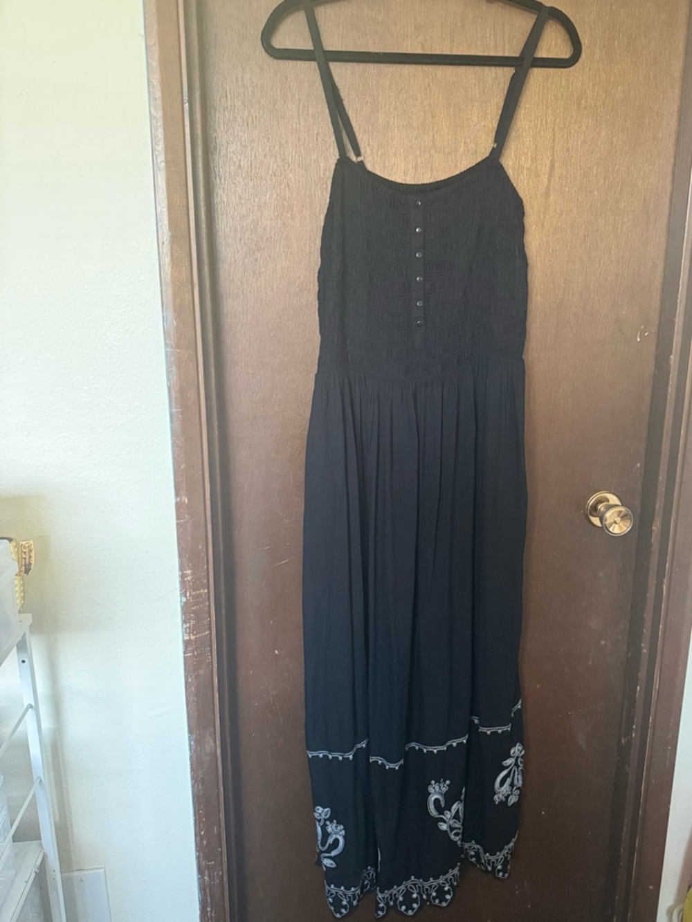 Universal Thread Black Maxi Dress with White Embroidered Hem